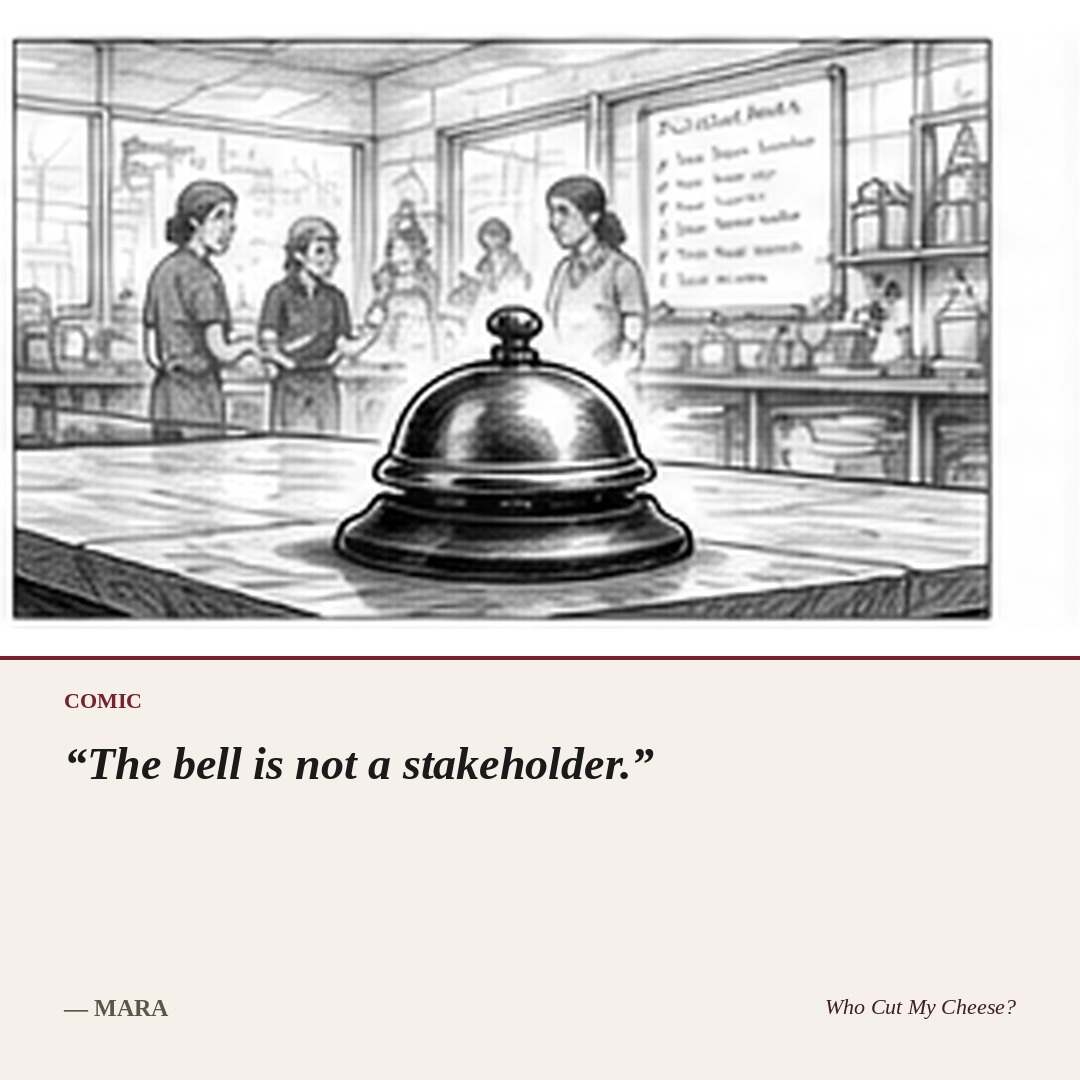 The bell is not a stakeholder. — Mara